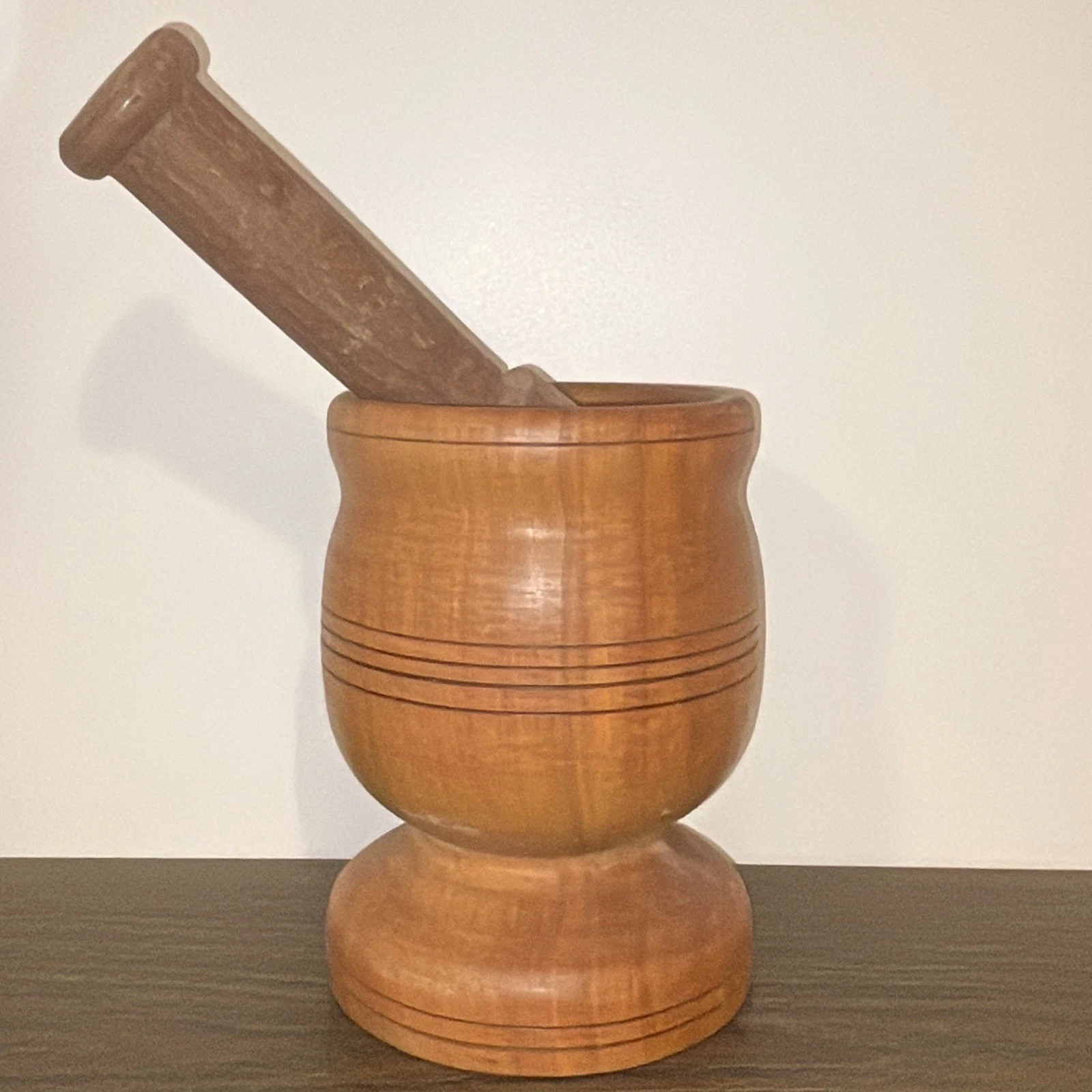 Vintage Large Wooden Mortar and Pestle Apothecary Pharmacy