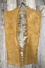 Vtg Leather Chaps Women Fringe Talon Sterling Overlay Conchos READ Smoke Smell