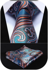 Ties for Men Paisley Tie and Pocket Square Woven Classic Floral Mens Ties Handke
