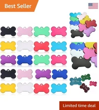 Lightweight Aluminum Bone Shape ID Tags for Pet Safety - 20 Pcs Personalized Set