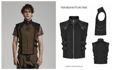 Punk Rave Black Coffee Gothic Handsome Punk Metal Zipper Casual Vest For Men
