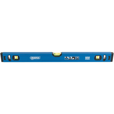 Draper Box Profil Wasserwaage mit V-Nut zum Nivellieren von Rohrleitungen 600 mm blau