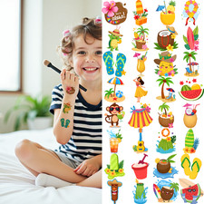 54pcs Temporary Tattoo Waterproof Long-lasting Body Stickers Coconut With Straw