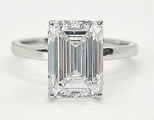 14k White Gold Diamond Ring Emerald Cut 5 Carat IGI Lab Created E F VVS Size 5 6
