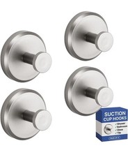 HOME SO Suction Cup Hooks for Shower, Bathroom, 2.4 inches square, Chrome
