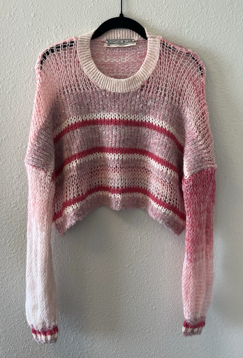 Kimchi Blue Women's Sweater Size Sm Loose Knit Cropped Pink