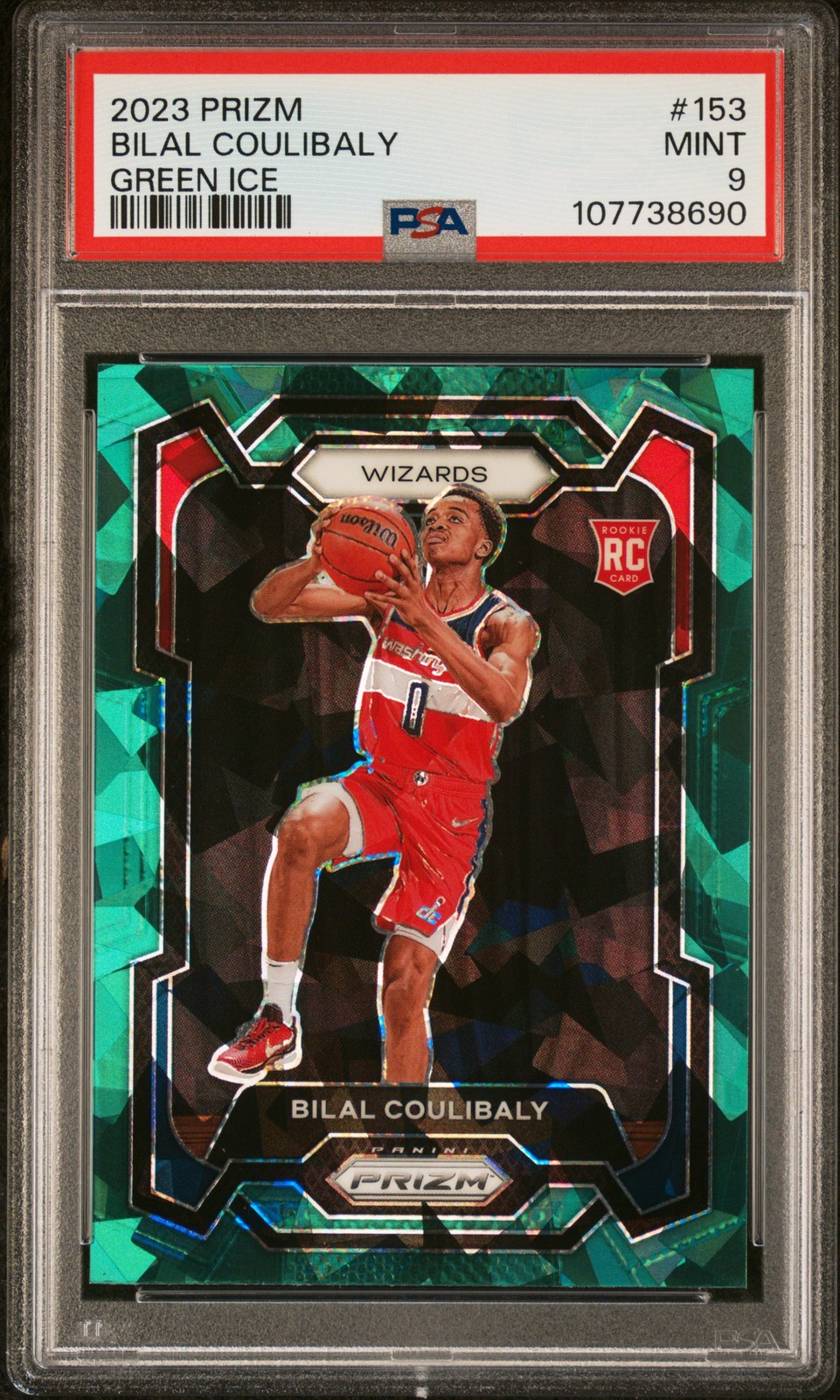 2023 PANINI PRIZM GREEN ICE #153 BILAL COULIBALY ROOKIE RC PSA 9