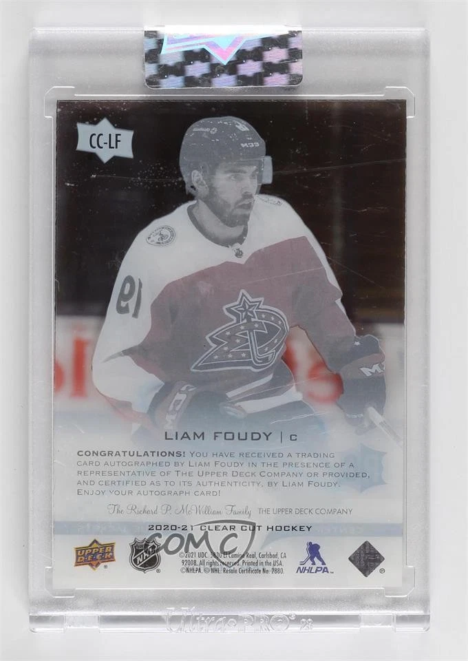 2020-21 Upper Deck Clear Cut Rookie Liam Foudy #CC-LF Rookie Auto RC - Image 2 of 2