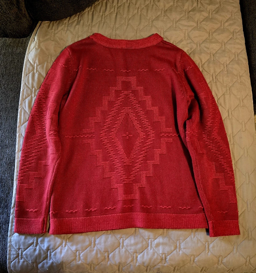 Vintage Pendleton Native Sweater Size Small Aztec Wool Pullover Knit Red - Image 2 of 3