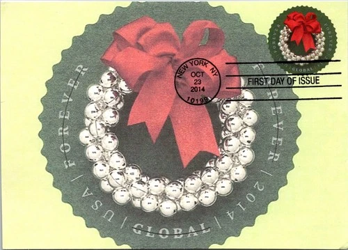 Dr Jim Stamps Maximum Card Silver Bells Wreath Forever Fdc