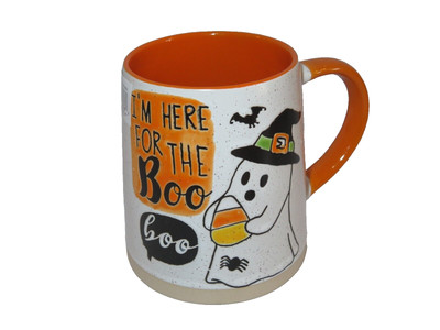 Spectrum Designz Halloween I'M HERE FOR THE BOO GHOST CANDY CORN Ceramic Mug-NEW