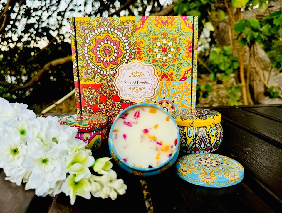 4*130g pack Scented Candles Gift Set, 100% Natural Soy Wax, Home Decor - image 2 of 4