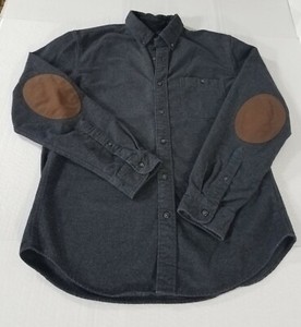 J Crew Sueded Elbow Patches Flannel Shirt Men Size M Charcoal Gray Brown B3061 | eBay