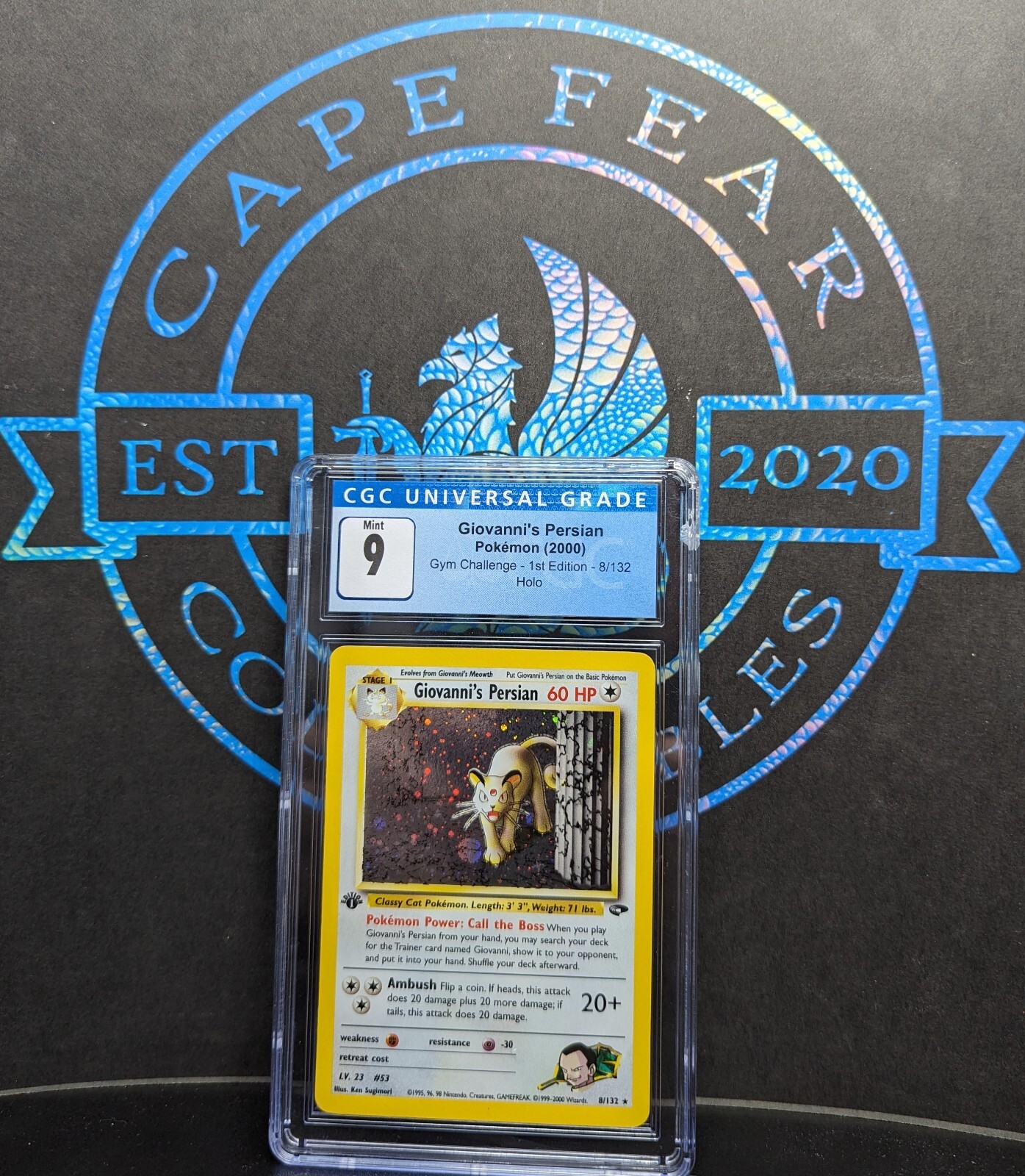 Giovanni's Persian 1st Edition Cgc 9 Mint Gym Challenge Rare Holo 8/132 psa Card