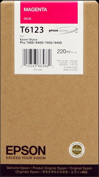 Original Epson T6123 Tinte FüR Stylus Pro 7400 9400 7450 9450 Magenta 2017-image