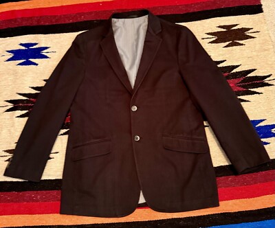 Madison Mens 42L Black Pin Stripe Pattern 100% Cotton Blazer Sport Coat
