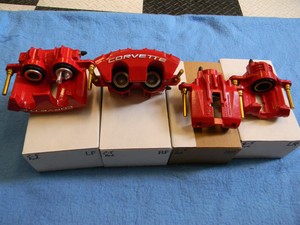 97 04 C5 Corvette Genuine Oem Red Brake Calipers Fronts Rear Remanufactured Ebay
