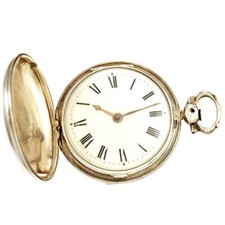 English Verge Fusee  Antique Sterling Silver Keywind Pocket Watch CA1850s