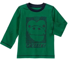 Gymboree Baby Boy's Size 6/12 Months Jungle Green Cheeky Monkey Long Sleeved Tee
