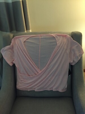 NEW-GAP-Women s GapFit Faux-Wrap Active Top-Pink (New Powder)- Size XXL