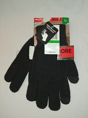 Men't HeatCore touchscreen compatible gloves, Charcoal gray, L