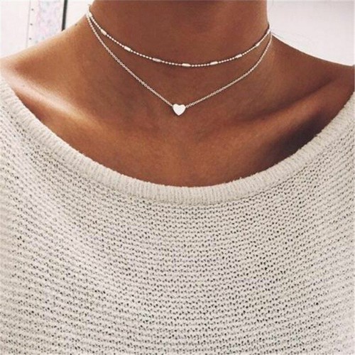 Love Heart Necklace Pendant Double 