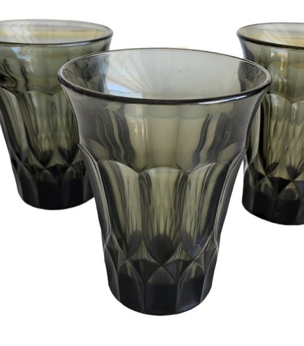 3 Noritake Perspective Smoke Green 5 inch Tall Glass Tumblers Vintage - Picture 3 of 5