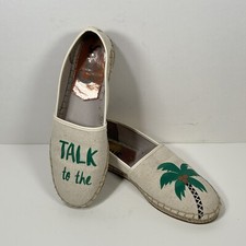 Sam Edelman Shoes Womens 8 M White LENI Canvas Talk To The Palm Espadrille Flats