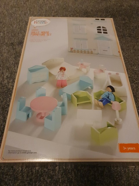 M301 Asda George Home Wooden Large Dolls House Furniture Set For