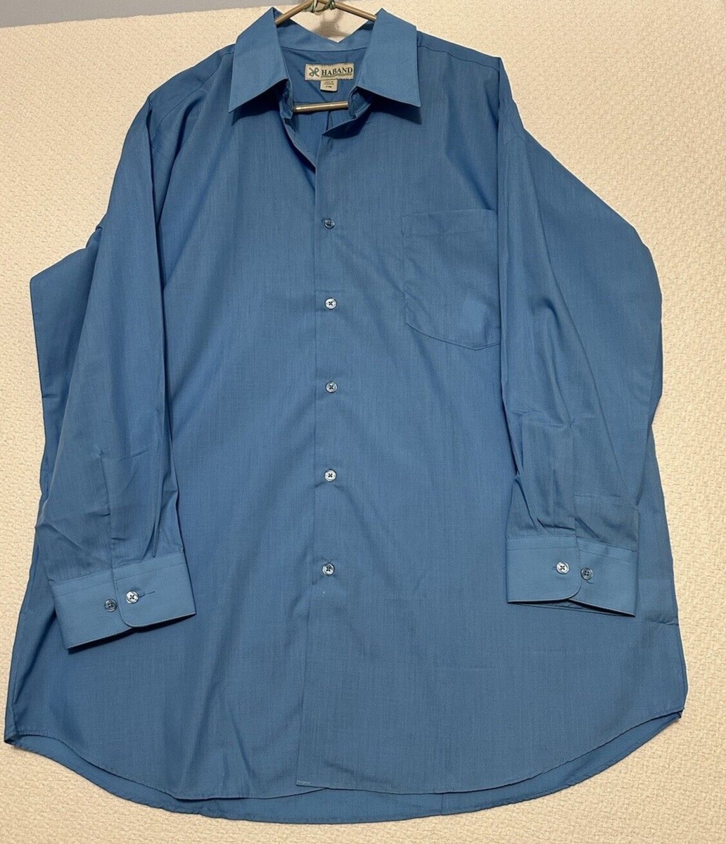 haband dress shirts Haband Mens Long Sleeve Button Up Deep Blue Classy Dress Shirt Pocket 17  32/33