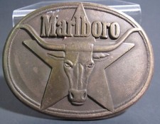 Vintage Marlboro Solid Brass Belt Buckle Philip Morris Collectible 1987 Rare