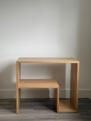 Scandi-Style Wooden Side Table   Minimalist Oak End Table with Open Shelf
