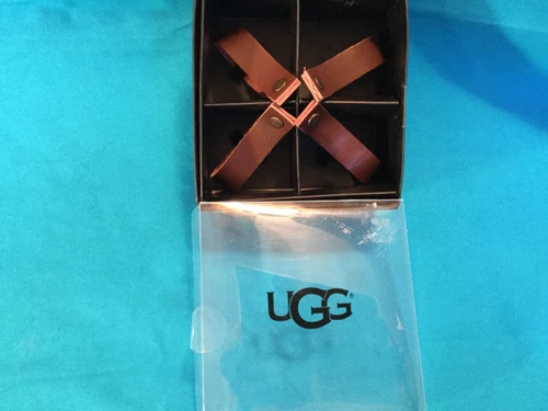 UGG Jackson Napkin Rings Set of 4  Chocolate Faux Leather NIP