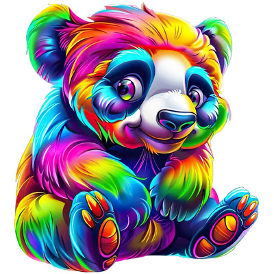 Rainbow Bear Sticker 4'' Beautiful Colorful Vivid Bright Summer Vibrant Eyes