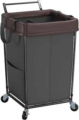 160L Rolling Laundry Hamper with Wheels - 2 Section Basket for Home & Dorm