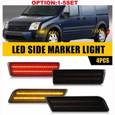 Smoked Front Amber Rear Red LED Side Marker Lamps For 10-13 Ford Transit Connect