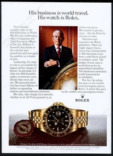 1980 Rolex GMT Master watch Pan Am CEO William Seawell photo vintage print ad
