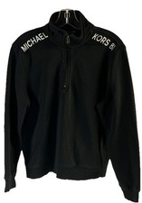 MICHAEL KORS 1/4 ZIP SWEATSHIRT Quarter Fleece Black Pullover KORS 81 Mens Med