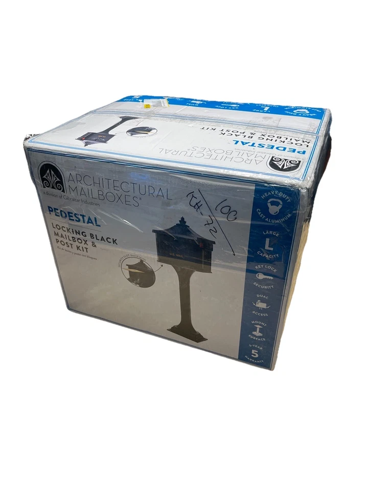 Pedestal Black, Large, Aluminum, Locking, All-In-One Mailbox and Post Combo - Image 3 of 4