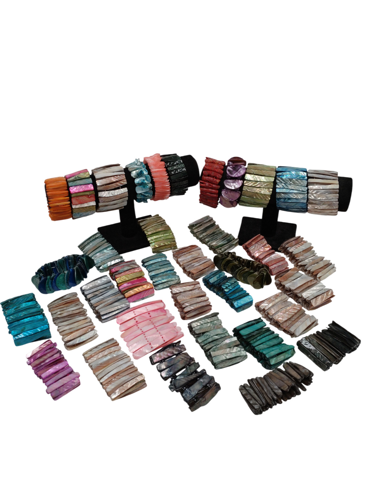 Large Bundle Shell Stretch Bracelets Job Lot 36 B… - image 1