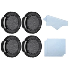 28mm Lens Cap, 4 Pack Sides Pinch Snap Camera Lens Cover for Front Lens, Black