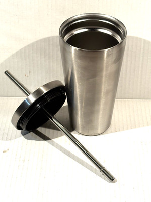 Stainless Steel Tumbler Goblet With Lid And Metal Straw 19 fl OZ Art minds NEW
