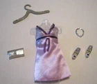 BARBIE FASHION CLOTHES ~ PURPLE SATIN w/GLITTER BODICE OUTFIT w/ACCESSORIES SET