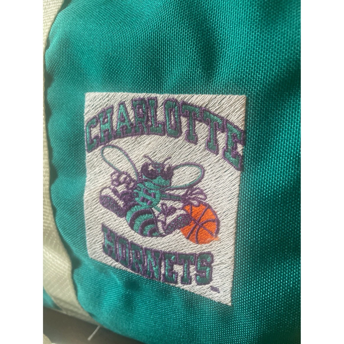 Vintage Charlotte Hornets NBA Seesack türkis Canvas Reise Sporttasche neu mit Etikett
