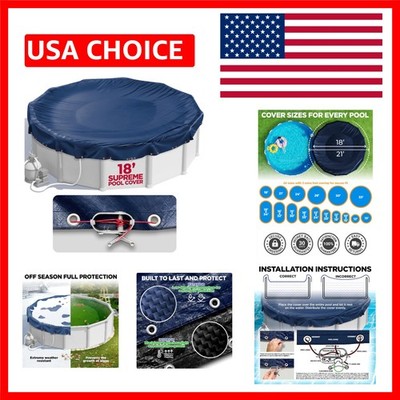 Above Ground 18 ft Navy Pool Cover - Easy Install & All-Season Protection