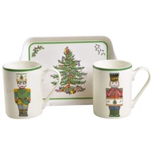 Spode Christmas Tree Mug - Set of 2 & Melamine Tray 11851892