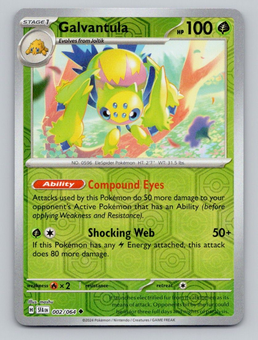 Reverse Holo Galvantula 002/064 Uncommon Shrouded Fable Pokemon