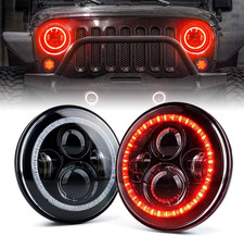 7 Inch 90W LED Headlights with Red Halo Ring Angel Eyes Compatible with 1997-201