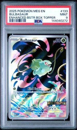 2025 POKEMON MEG EN-MEGA EVOLUTION ENHANCED BOOSTER BOX TOPPER BULBASAUR PSA 9