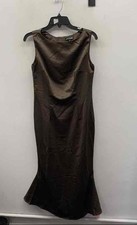 PrettyLittleThing Women's Dark Taupe Satin Boat Neck Fishtail Midaxi Dress Sz 8